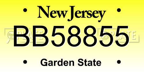 BB58855 New Jersey License Plate