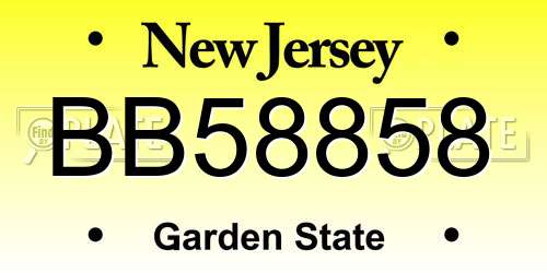 BB58858 New Jersey License Plate