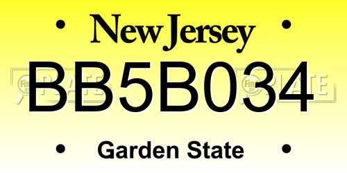 BB5B034 New Jersey License Plate