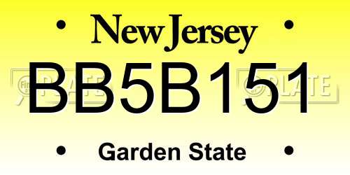 BB5B151 New Jersey License Plate