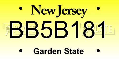 BB5B181 New Jersey License Plate
