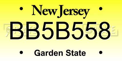 BB5B558 New Jersey License Plate