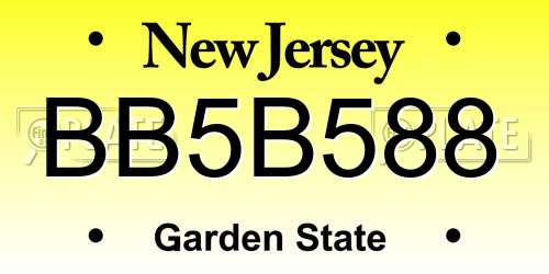 BB5B588 New Jersey License Plate