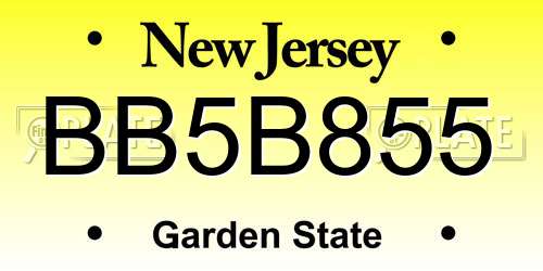 BB5B855 New Jersey License Plate