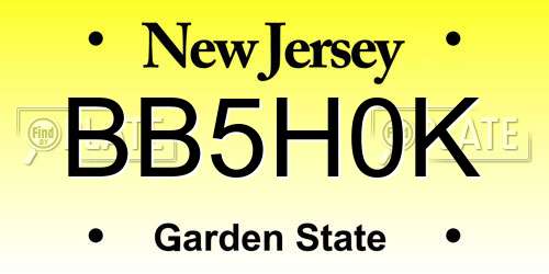 BB5H0K New Jersey License Plate