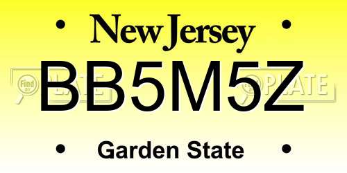 BB5M5Z New Jersey License Plate