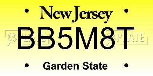 BB5M8T New Jersey License Plate