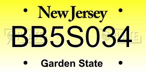 BB5S034 New Jersey License Plate