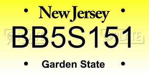 BB5S151 New Jersey License Plate