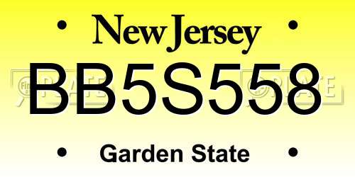 BB5S558 New Jersey License Plate