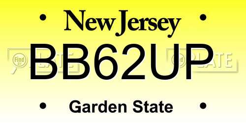 BB62UP New Jersey License Plate
