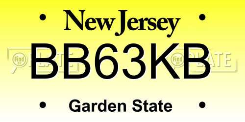BB63KB New Jersey License Plate