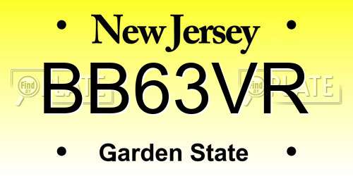 BB63VR New Jersey License Plate