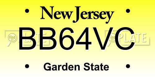 BB64VC New Jersey License Plate