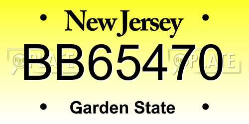 BB65470 New Jersey License Plate