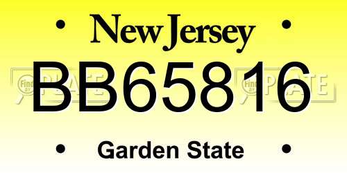 BB65816 New Jersey License Plate