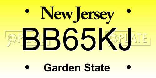 BB65KJ New Jersey License Plate