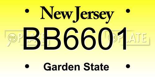 BB6601 New Jersey License Plate