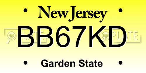 BB67KD New Jersey License Plate