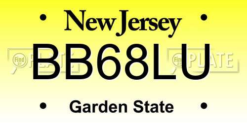 BB68LU New Jersey License Plate