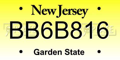 BB6B816 New Jersey License Plate