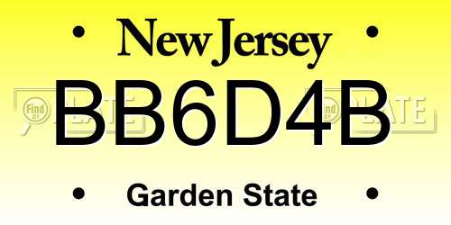 BB6D4B New Jersey License Plate