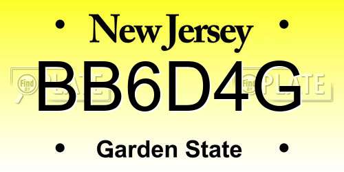 BB6D4G New Jersey License Plate