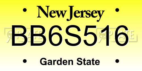 BB6S516 New Jersey License Plate
