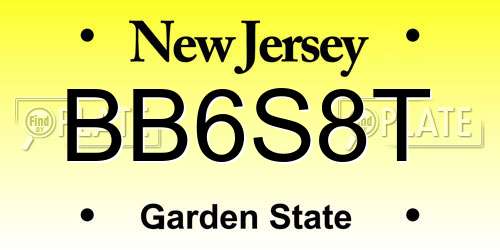 BB6S8T New Jersey License Plate