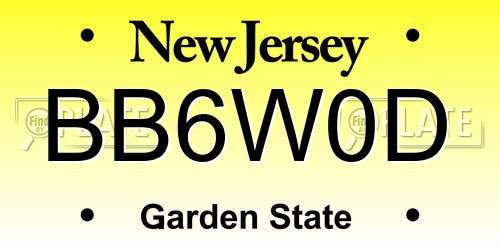 BB6W0D New Jersey License Plate