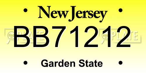 BB71212 New Jersey License Plate