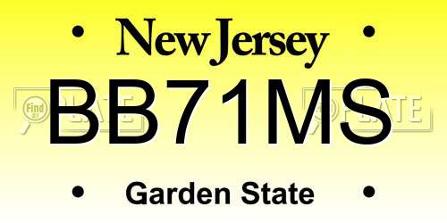 BB71MS New Jersey License Plate