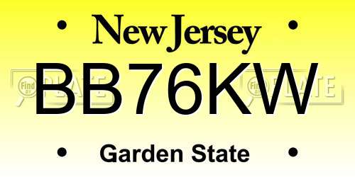 BB76KW New Jersey License Plate