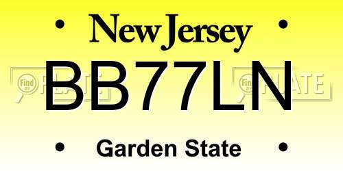 BB77LN New Jersey License Plate