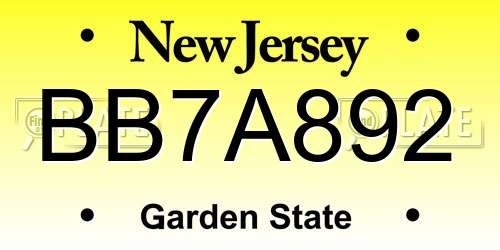BB7A892 New Jersey License Plate