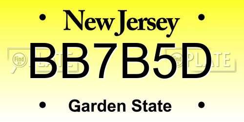 BB7B5D New Jersey License Plate