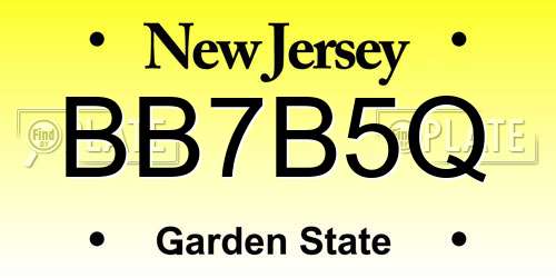 BB7B5Q New Jersey License Plate
