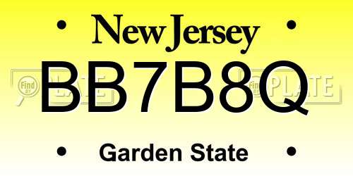 BB7B8Q New Jersey License Plate