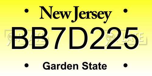BB7D225 New Jersey License Plate