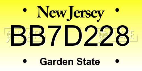 BB7D228 New Jersey License Plate
