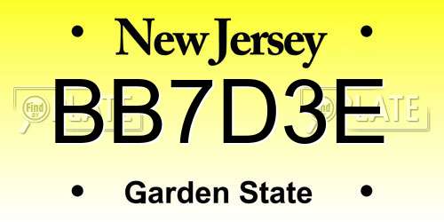 BB7D3E New Jersey License Plate