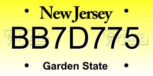 BB7D775 New Jersey License Plate