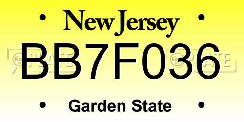 BB7F036 New Jersey License Plate