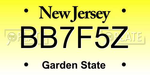 BB7F5Z New Jersey License Plate