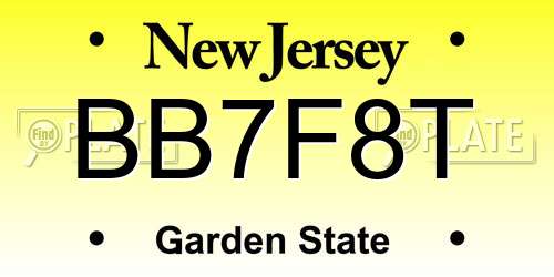 BB7F8T New Jersey License Plate