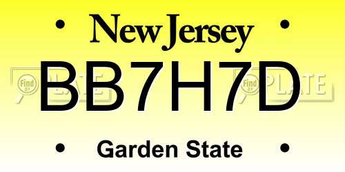 BB7H7D New Jersey License Plate