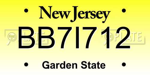 BB7I712 New Jersey License Plate