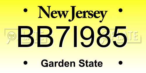 BB7I985 New Jersey License Plate