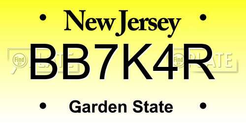 BB7K4R New Jersey License Plate