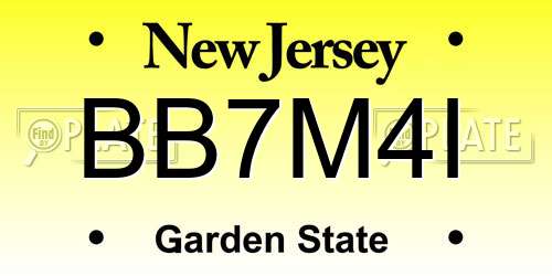 BB7M4I New Jersey License Plate